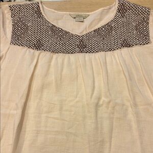 Women's Cream Top with Brown Pattern